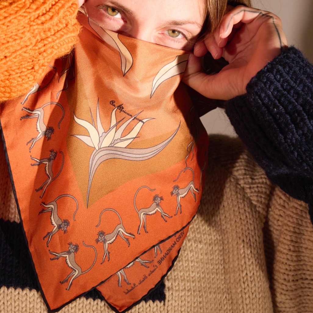 An African Poem Scarf Orange